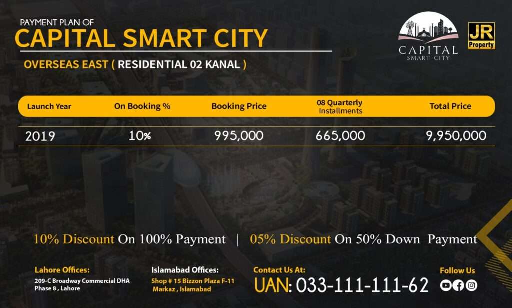 Capital-Smart-City-Overseas-East-Residential-2-Kanal-Payment- Plan