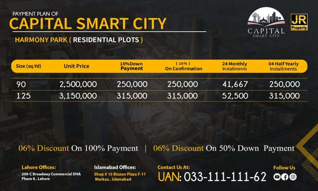 Capital Smart City Harmony Park Residential Payment Plan